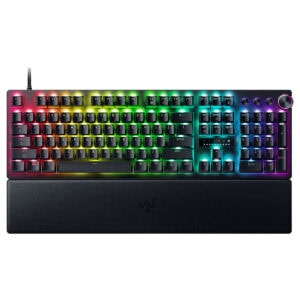 Razer Huntsman V3 Pro RGB mekanik gaming klavye, çok renkli aydınlatma ve gelişmiş anahtar teknolojisi ile yüksek performans sağlar.