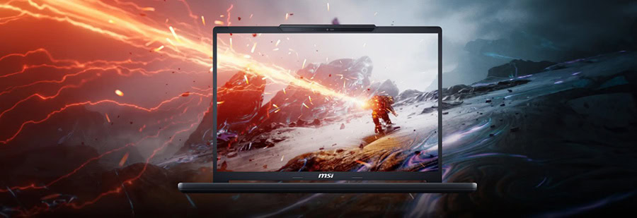 MSI Crosshair 16 Max HX oyun laptopu, ekranında şimşek ve fırtına efektleriyle yüksek performans ve dayanıklılığı simgeliyor.