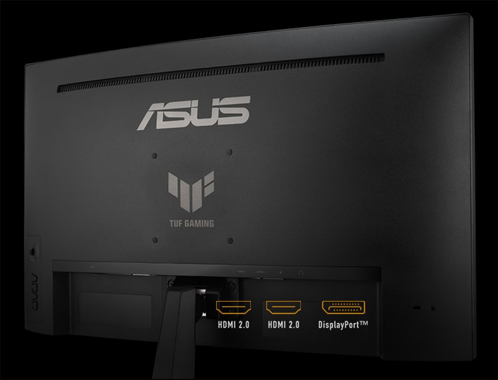 ASUS TUF Gaming VG27VQ3B 27 inç 180Hz 1ms Full HD Gaming Monitör arka paneli, HDMI ve DisplayPort bağlantıları ile yüksek performans sağlar.