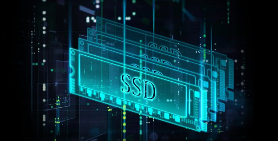 Yüksek teknolojili SSD bellek modülü, dijital veri depolama ve hızlı erişim için kullanılıyor.