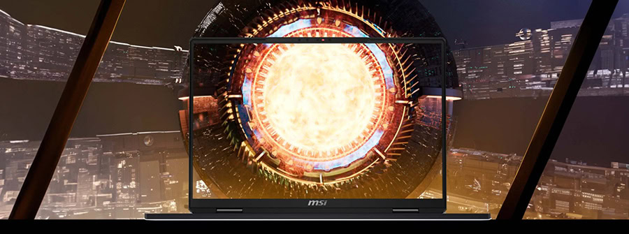 MSI TITAN 18 HX A2WJ-1058TR gaming laptop ekranında büyük enerji patlaması görseli, yüksek performans ve gelişmiş teknolojiyi temsil eder.