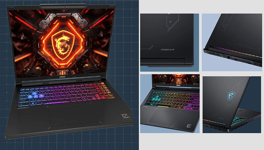 MSI CROSSHAIR 16 HX oyun dizüstü bilgisayarı, RGB klavye ve yüksek performanslı ekranıyla dikkat çekiyor.