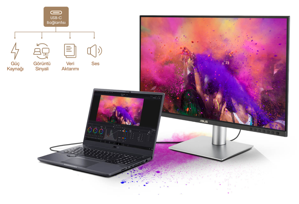 ProArt Display PA279CRV ASUS ProArt PA279CRV 27 inç 60Hz 5ms 4K UHD Adaptive Sync HDR400 IPS Pivot Monitör h16