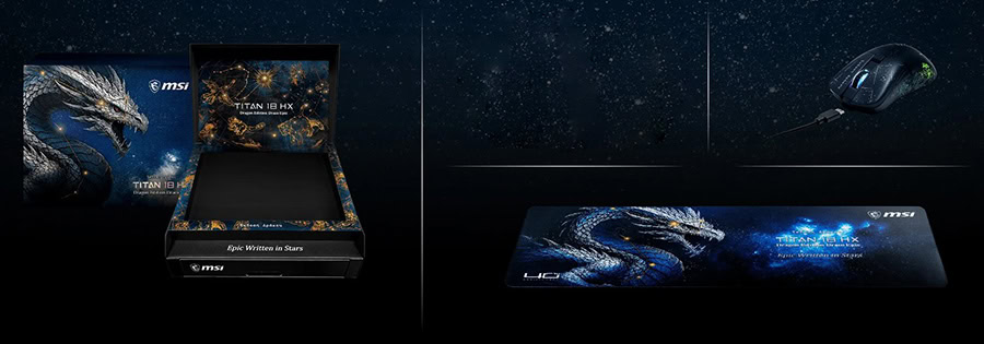 MSI TITAN 18 HX Dragon Edition oyun laptopu ve aksesuarları, yüksek performans ve şık tasarım ile dikkat çekiyor.