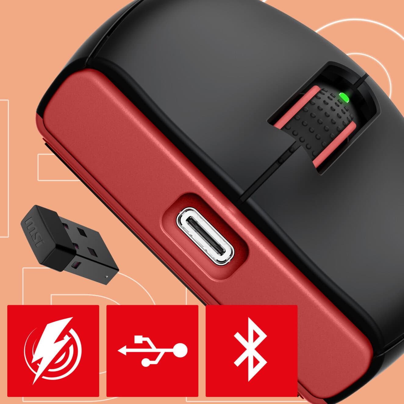 MSI FORGE GM340 WIRELESS Navy PixArt 3311 Sensör RGB Kablosuz Gaming Mouse h7