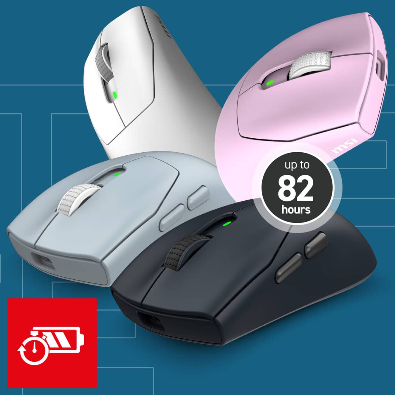 MSI FORGE GM340 WIRELESS Navy PixArt 3311 Sensör RGB Kablosuz Gaming Mouse h8