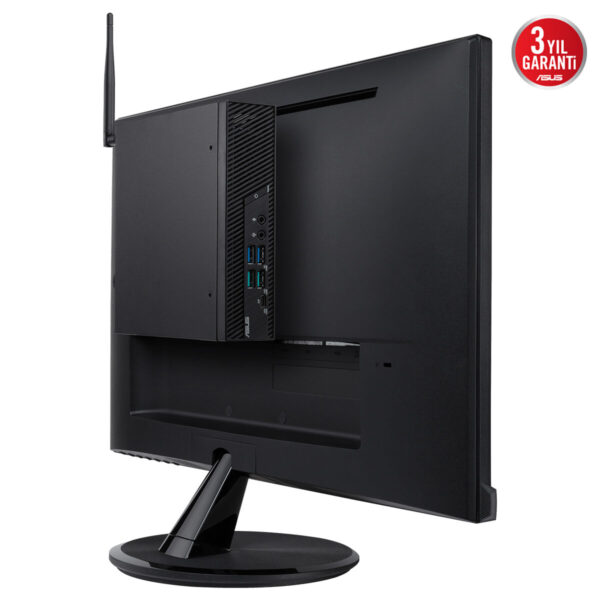 ASUS mini bilgisayar ve monitör, yüksek performanslı ve kompakt tasarım, USB portları ve 3 yıl garanti ile ofis ve ev kullanımı için ideal.