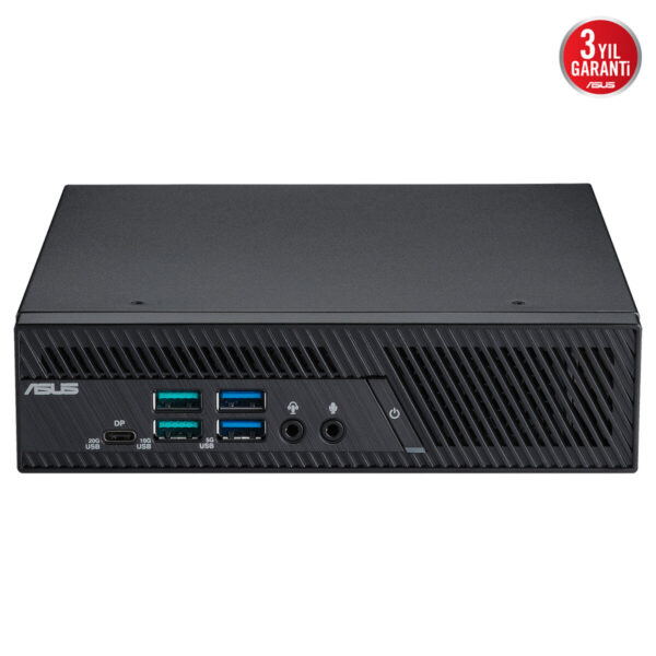 ASUS PB64-B50060MH mini bilgisayar, çoklu USB portları ve dayanıklı tasarımıyla ofis ve taşınabilir kullanım için ideal.