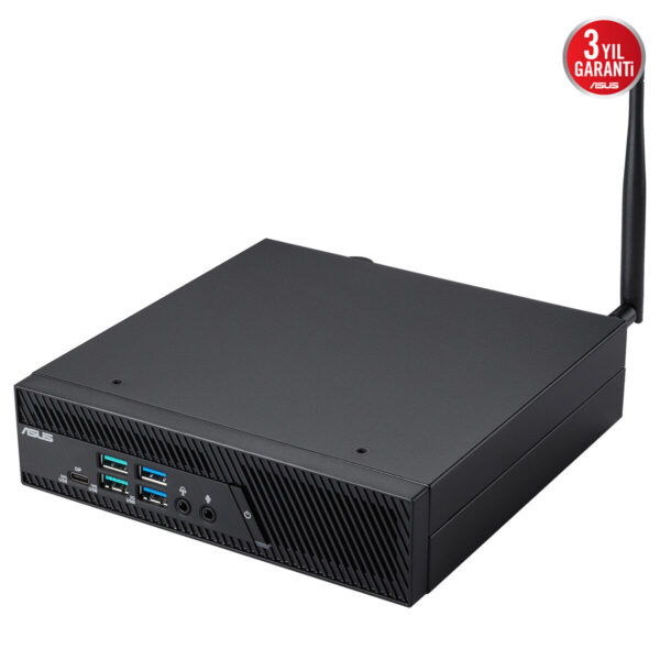 ASUS Mini Bilgisayar PB64-B50060MH, Wi-Fi anteni ve çeşitli bağlantı portlarıyla kompakt ve güçlü bilgisayar.