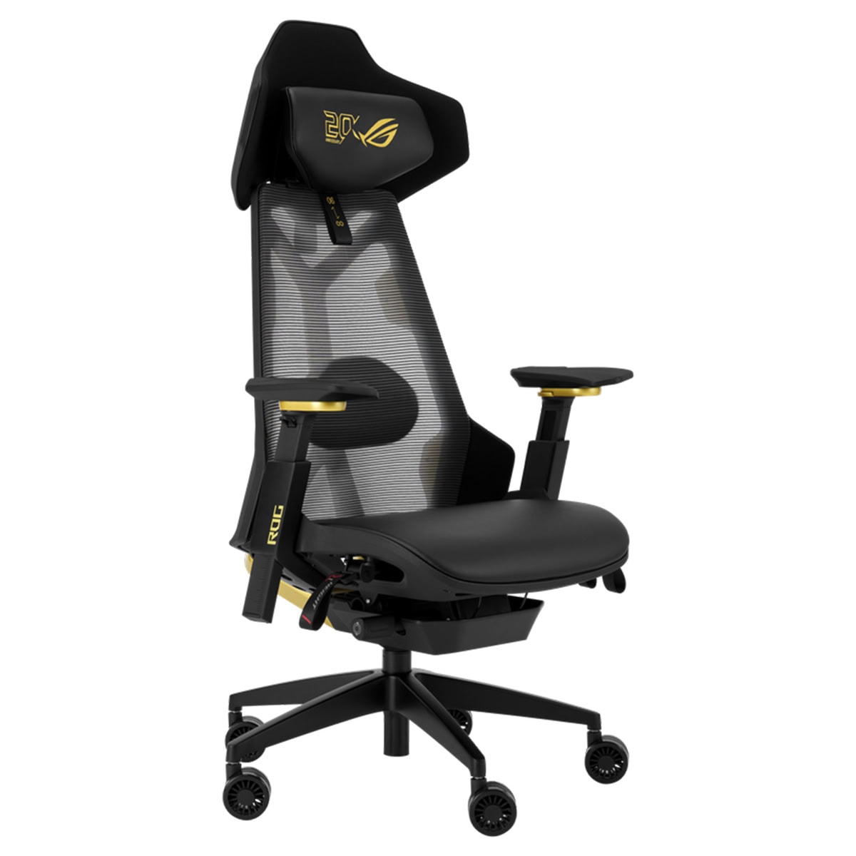 ASUS ROG Destrier Edition 20. Yıl oyuncu koltuğu, ergonomik tasarım ve yüksek konfor sağlayan ofis ve oyun koltuğu.