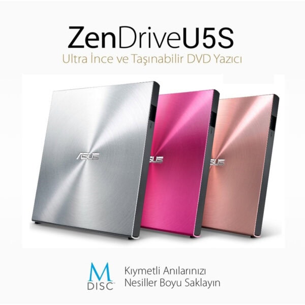 Asus Sdrw 08u5s U Gumus M Disc Destekli Harici Ultra Ince Dvd Yazici Fc13