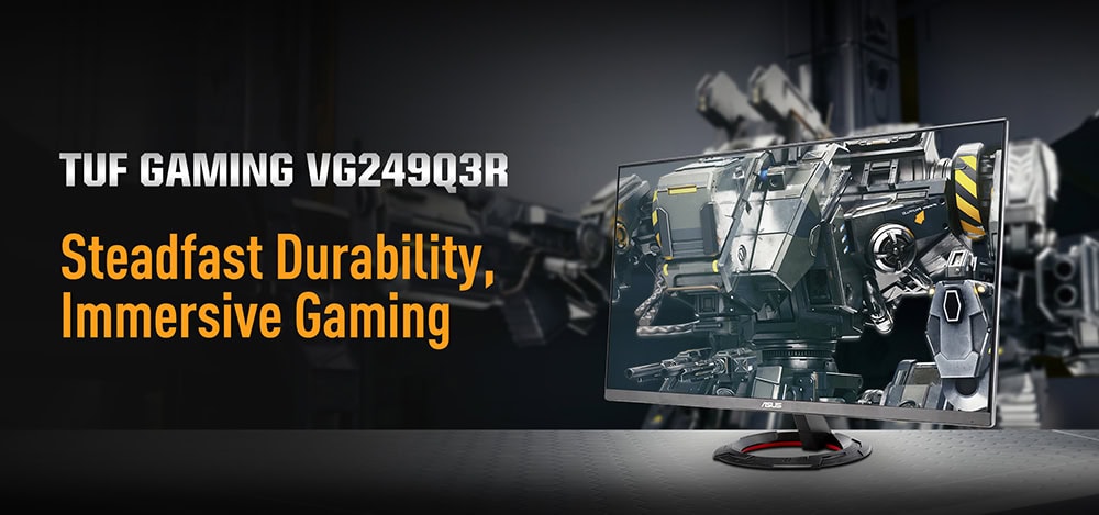 TUF Gaming VG249Q3R ASUS TUF Gaming VG249Q3R 23.8 inç 180Hz 1ms Full HD Adaptive Sync Fast IPS Gaming Monitör, dayanıklı ve yüksek performanslı oyun monitörü.