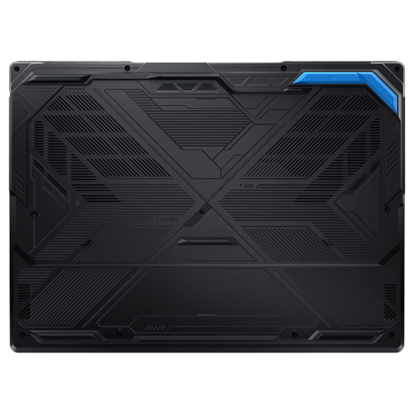 MSI Crosshair 16 Max HX dizüstü bilgisayarın arka kapağı, detaylı soğutma ve tasarım özellikleriyle yüksek performanslı oyun ve profesyonel kullanım için ideal.