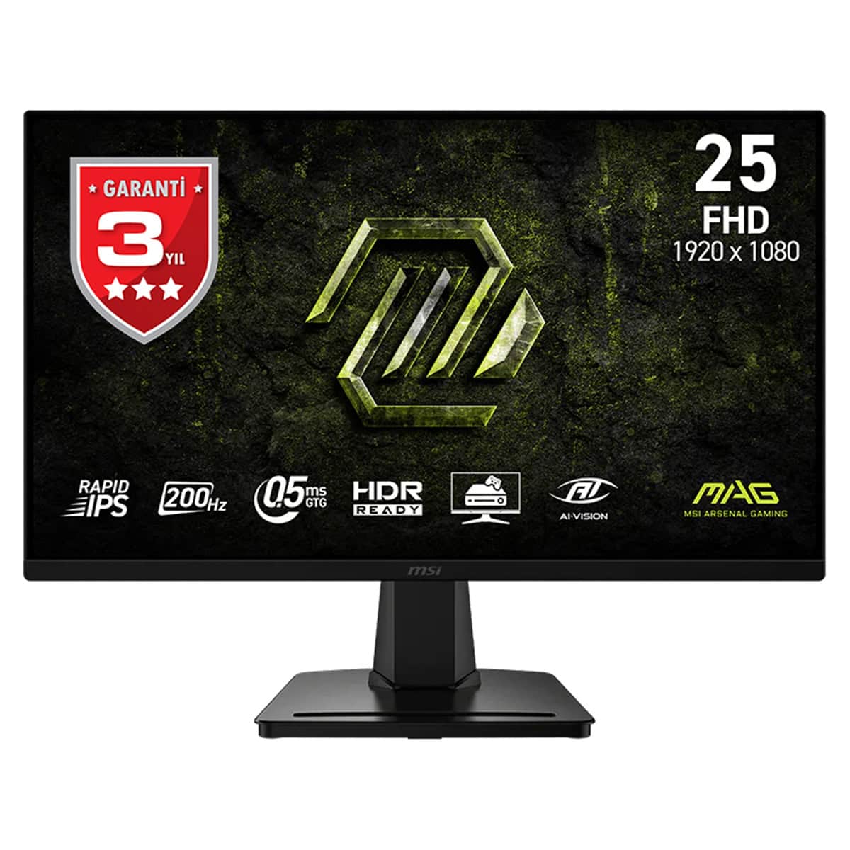 MSI MAG 256F E20 24.5 inç 200Hz 0.5ms Full HD FreeSync Premium Rapid IPS Gaming Monitör.