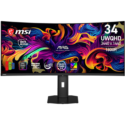 MSI MAG 341CQP QD-OLED X28 34.18 inç 280Hz 0.03ms UWQHD Adaptive Sync Kavisli Gaming Monitör h1