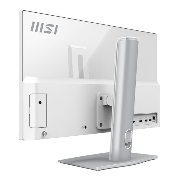 MSI markalı beyaz All In One bilgisayar, 23.8 inç Full HD ekran ve şık tasarım ile modern ofis ve ev kullanımı için ideal.