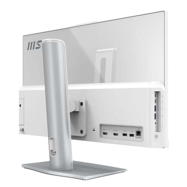 MSI Modern AM242P 1M-1224EU All-in-One bilgisayar, 23.8 inç Full HD ekran, şık beyaz tasarım, çeşitli bağlantı portları ve modern performans özellikleriyle.
