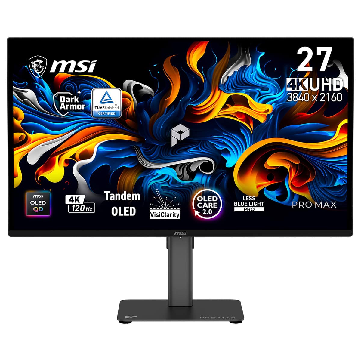 MSI PRO MAX 271UPX12G 26.5 inç 4K UHD, 120Hz, OLED, Adaptive Sync, Pivot, Blue Light Pro monitör görseli.