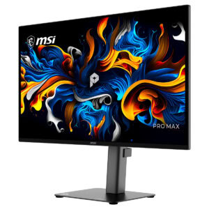 MSI PRO MAX 271UPX12G 26.5 inç 120Hz 4K UHD QD-OLED Pivot Monitör, şık tasarım ve yüksek performanslı ekran teknolojisi ile dikkat çekiyor.