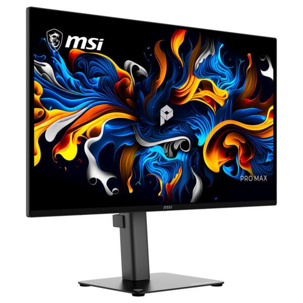 MSI PRO MAX 271UPX12G 26.5 inç 120Hz 4K UHD QD-OLED Pivot Monitör, renkli ve yüksek çözünürlüklü ekran.