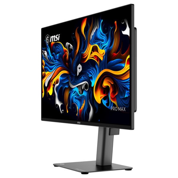 MSI PRO MAX 271UPX12G 26.5 inç 120Hz 4K UHD QD-OLED Pivot Monitör, şık ve yüksek performanslı ekran.