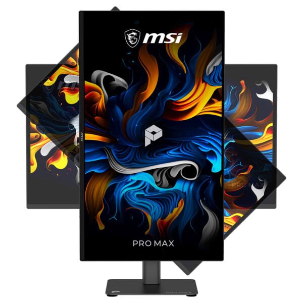 MSI PRO MAX 271UPX12G 26.5 inç 120Hz 4K UHD QD-OLED Pivot Monitör, canlı renkler ve yüksek çözünürlük ile modern tasarım.