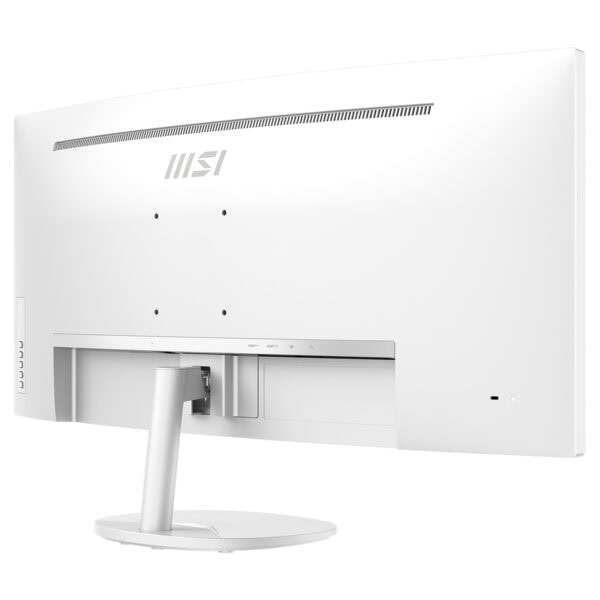 MSI PRO MP341CQW E12 34 inç 120Hz UWQHD FreeSync Premium VA kavisli monitör arka görünüm.
