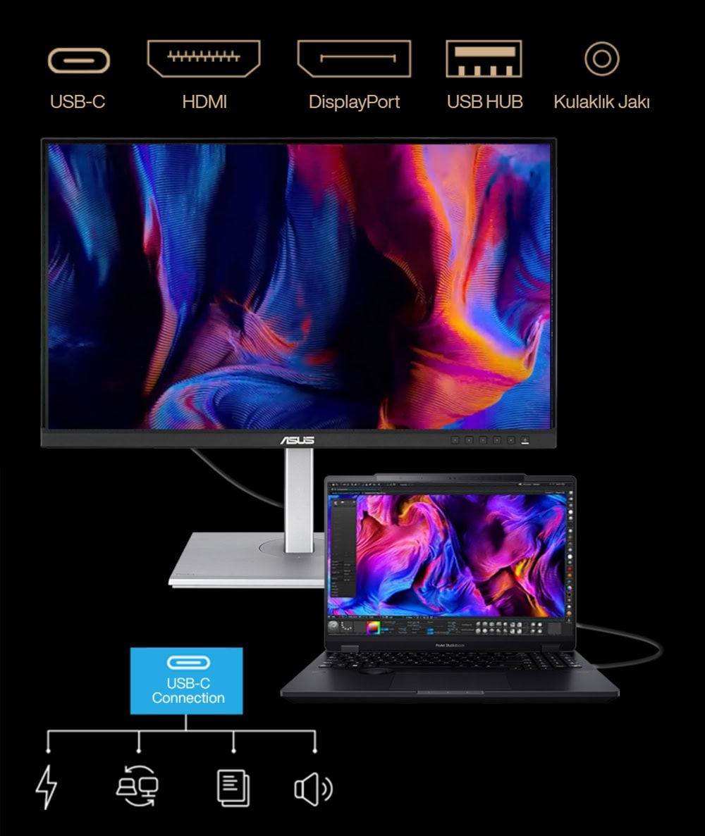 ProArt Display PA278CGV ASUS ProArt PA278CGV 27 inç 144Hz 5ms 2K QHD FreeSync IPS Pivot Monitör h13
