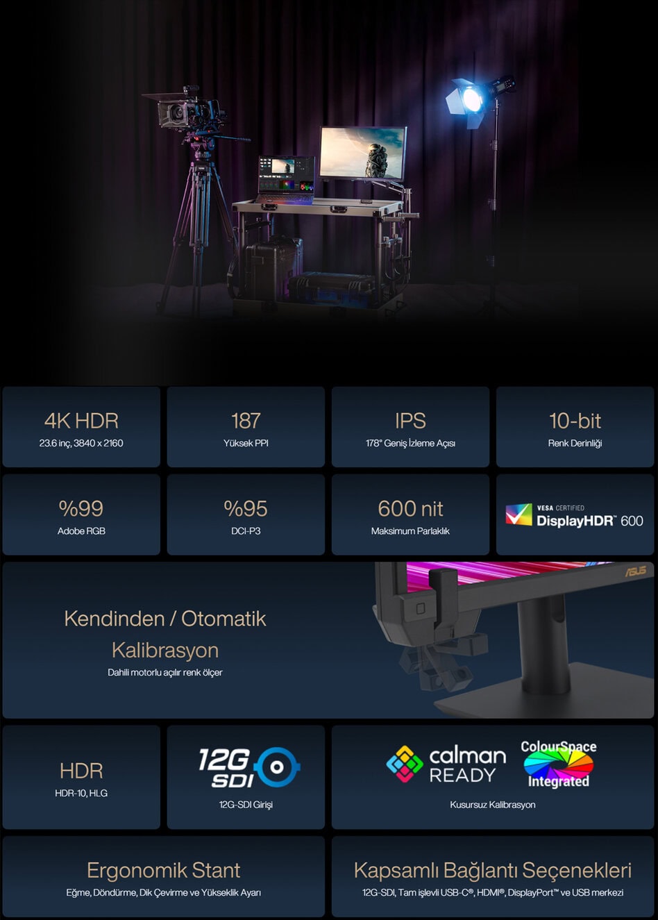 ASUS ProArt PA24US 23.6 inç 60Hz 5ms 4K UHD Adaptive Sync IPS Pivot Monitör h2