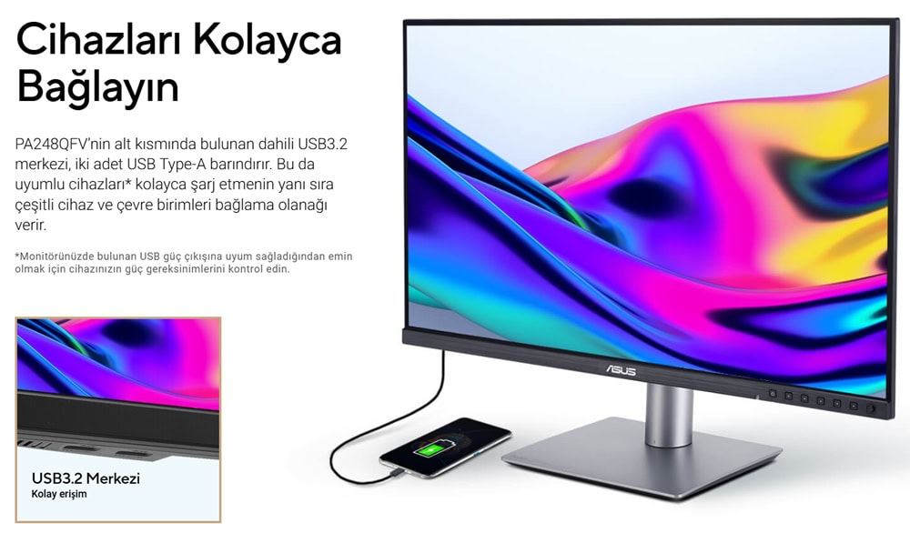 ASUS ProArt PA248QFV 24.1 inç 100Hz 5ms WUXGA Adaptive Sync IPS Pivot Monitör h21