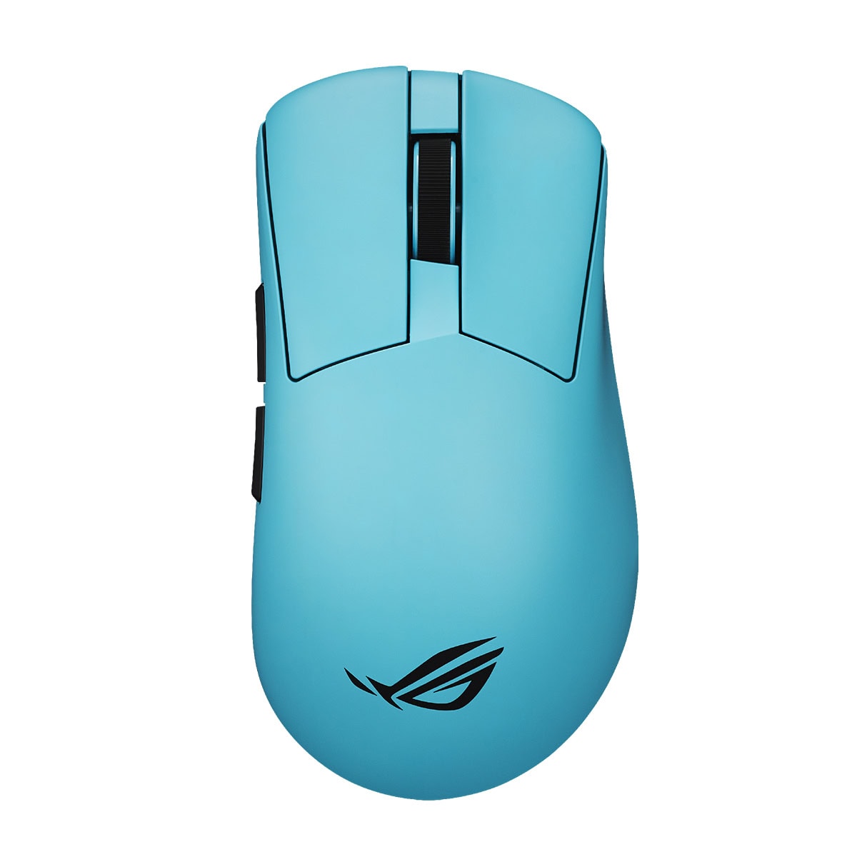 Aqua mavi renkli ASUS ROG Gladius IV kablosuz oyun faresi, ergonomik tasarım ve yüksek hassasiyetli sensör ile öne çıkıyor.