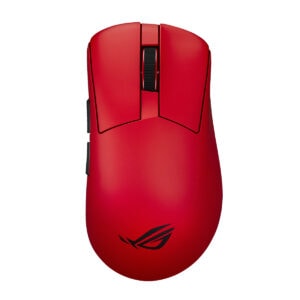 ASUS ROG Gladius IV Ace kırmızı kablosuz oyun faresi, yüksek hassasiyet ve ergonomik tasarım ile oyun tutkunları için ideal.