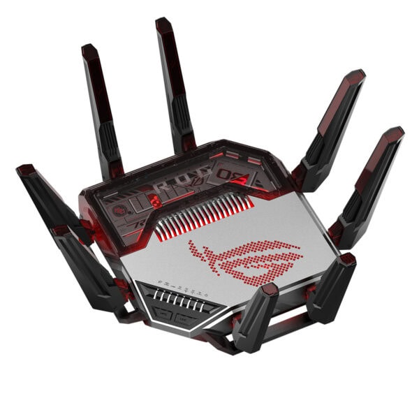 ASUS ROG Rapture GT-BN98 oyun ve yüksek hızlı internet için gelişmiş WiFi 8 AiMesh yönlendirici.