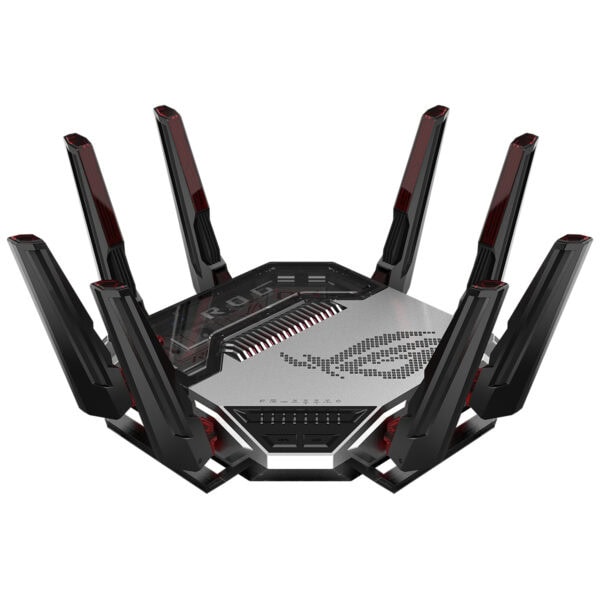 ASUS ROG Rapture GT-BN98 yüksek performanslı oyun router'ı, 8 AiMesh WiFi bağlantısı ve gelişmiş ağ özellikleri ile oyun ve yüksek hızlı internet deneyimi sağlar.