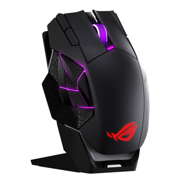 ASUS ROG Spatha X 65K Aimpoint Pro Sensörlü Kablosuz Gaming Mouse, RGB aydınlatmalı, ergonomik tasarım, yüksek hassasiyetli sensör, oyuncular için ideal.