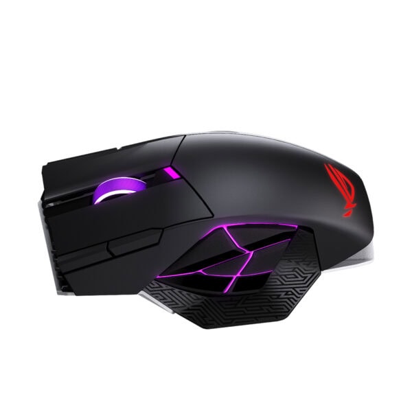 ASUS ROG Spatha X kablosuz gaming mouse, 65K Aimpoint Pro sensör, RGB aydınlatma ve ergonomik tasarım ile yüksek performans sağlar.