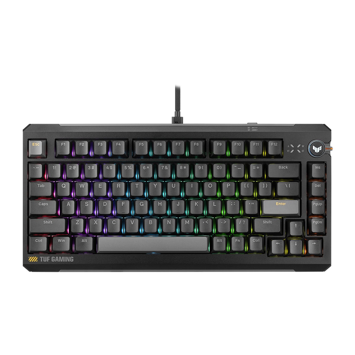 ASUS TUF Gaming K4 manyetik switch ve RGB aydınlatmalı gaming klavye, hall effect sensörleri ve hotswap özellikleriyle yüksek performans sağlar.