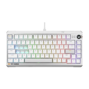 ASUS TUF Gaming K4 Beyaz manyetik switch RGB gaming klavye, 8K Hz Hall Effect hotswap özellikleriyle dikkat çekiyor.