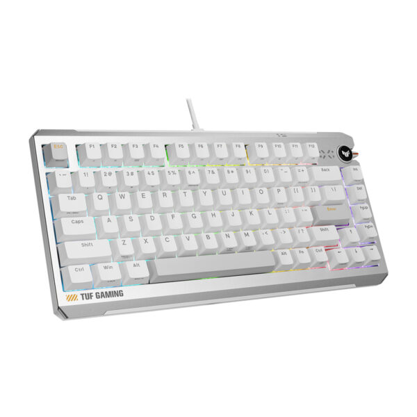 ASUS TUF Gaming K4 Beyaz manyetik switch RGB gaming klavye, hall effect teknolojisi ve hotswap özellikleriyle öne çıkıyor.