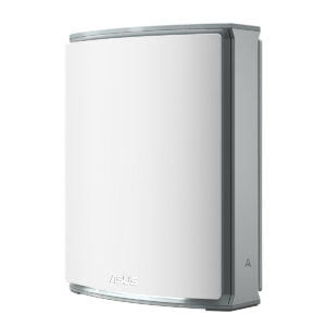 ASUS ZenWiFi BN12 Tri-Band WiFi 8 AiMesh extendable router, modern design, white and gray color, high-performance networking device.