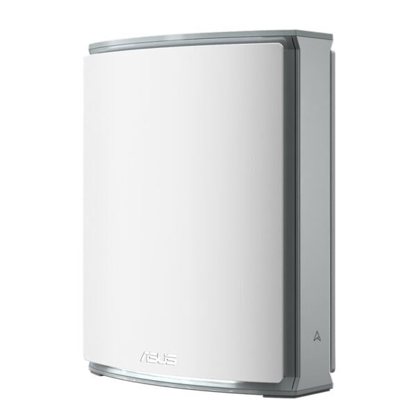 ASUS ZenWiFi BN12 Tri-Band WiFi 8 AiMesh extendable router, modern design, white and gray color, high-performance networking device.