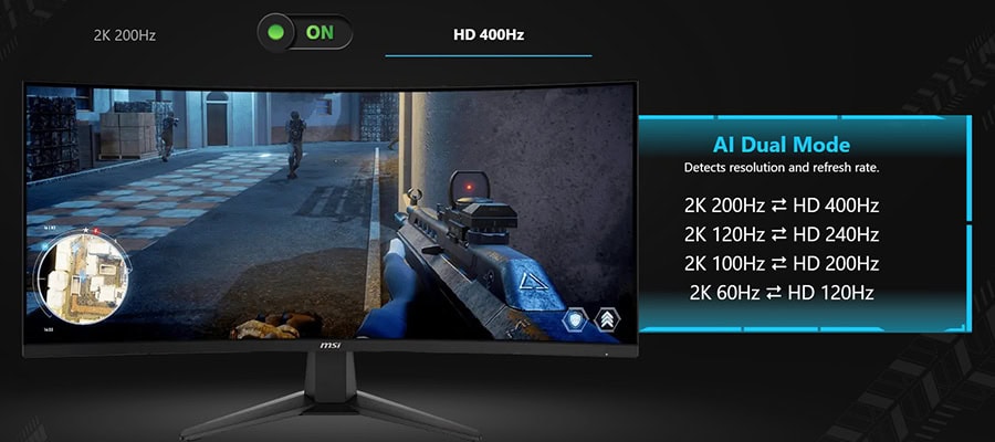 MSI MAG 346CQDF E20 34 inç 400Hz, UWQHD, Kavisli Gaming Monitör, FreeSync Premium, Rapid VA panel, yüksek çözünürlük ve hızlı tepki süresi.