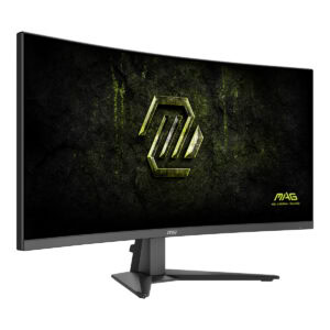 MSI MAG 346CQDF E20 34 inç kavisli gaming monitör, 400Hz yenileme hızı, UWQHD çözünürlük, FreeSync Premium ve Rapid VA panel özellikleriyle yüksek performans sağlar.