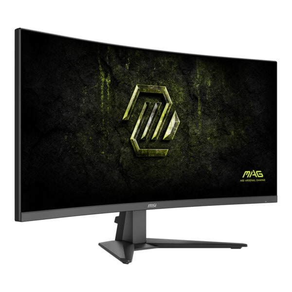 MSI MAG 346CQDF E20 34 inç kavisli gaming monitör, 400Hz yenileme hızı, UWQHD çözünürlük, FreeSync Premium ve Rapid VA panel özellikleriyle yüksek performans sağlar.