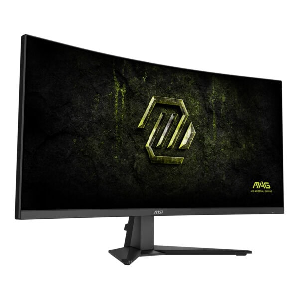 MSI MAG 346CQDF E20 34 inç kavisli gaming monitör, 400Hz yenileme hızı, UHD çözünürlük, FreeSync Premium, Rapid VA panel, şık tasarım.