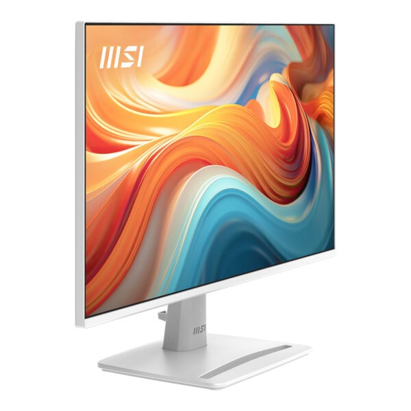 MSI PRO MP243W 23.8 inç Full HD IPS monitör, beyaz renkli, 144Hz yenileme hızı ve 1ms tepki süresi ile yüksek performanslı ekran.
