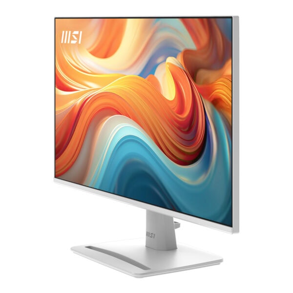 MSI PRO MP243W 23.8 inç Full HD IPS monitör, beyaz renkli, 144Hz yenileme hızı ve 1ms tepki süresi ile yüksek performanslı ekran.