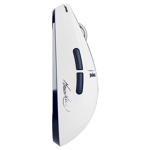 Pulsar X2 Crazylight Bruce Lee 85th Edition kablosuz gaming mouse, beyaz renkli, ergonomik tasarım, sensör ve programlanabilir düğmeler ile yüksek performans.