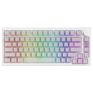 Akko 5075 V5 He Glassy Carbon Fiber White U Hakutaku Manyetik Switch 8k Hz Hall Effect Hotswap Argb Ingilizce Gaming Klavye Fc1