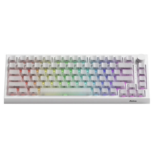 Akko 5075 V5 He Glassy Carbon Fiber White U Hakutaku Manyetik Switch 8k Hz Hall Effect Hotswap Argb Ingilizce Gaming Klavye Fc2
